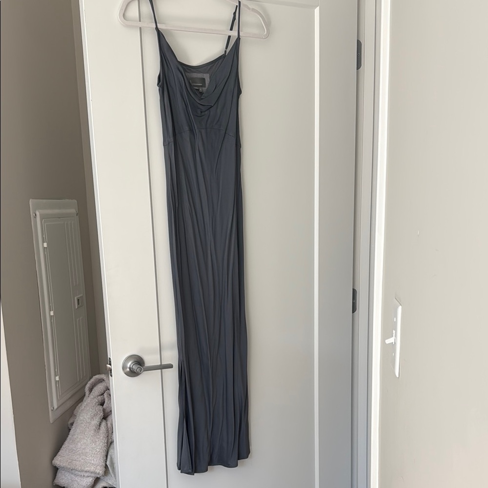 Anthropologie Silver Maxi Slip Dress